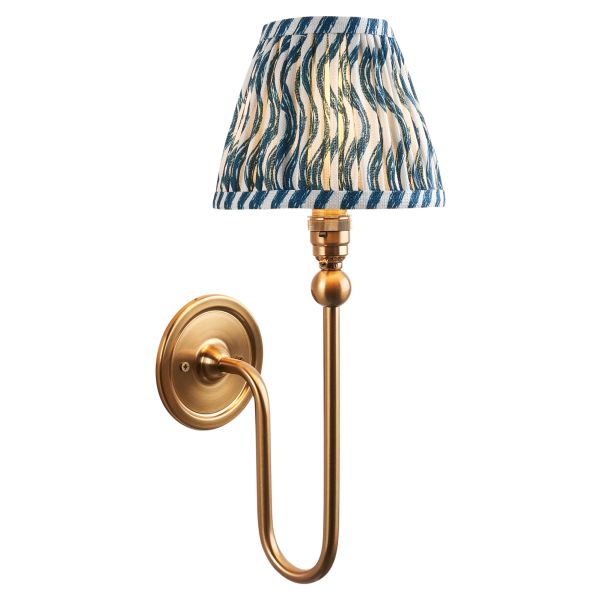 Бра Endon 115025 Santiago & Ripple 16cm Wall, Brushed aged brass plate & marlin blue fabric