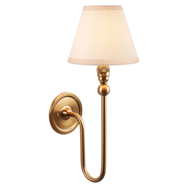 Бра Endon 115040 Santiago & Ivy 16cm Wall, Brushed aged brass plate & vintage white fabric