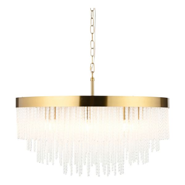 Люстра Endon 115347 Anistoria Grand 9Lt Pendant, Brushed aged brass plate & clear glass