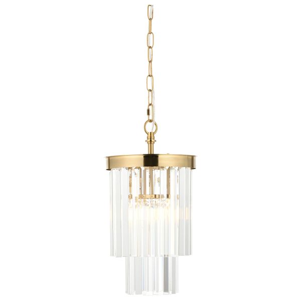 Люстра Endon 115455 Conaston Pendant, Brushed aged brass plate & clear cut glass