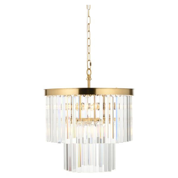 Люстра Endon 115456 Conaston 4lt Pendant, Brushed aged brass plate & clear cut glass