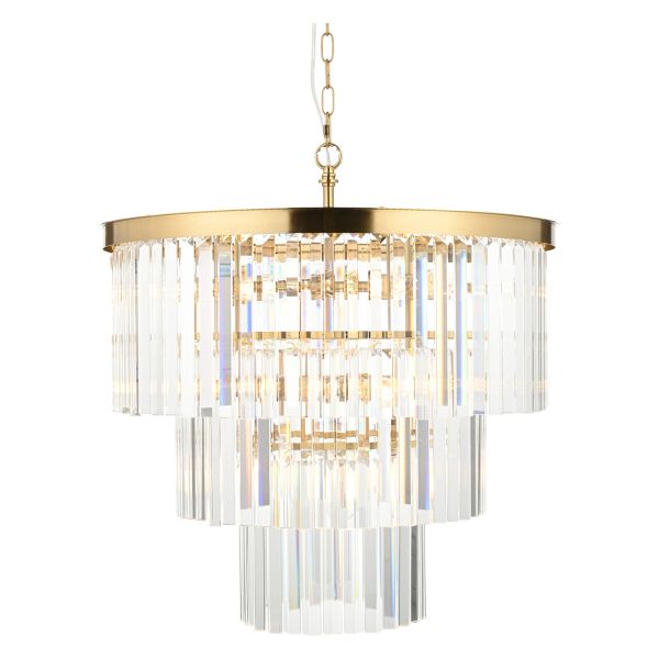 Люстра Endon 115457 Conaston 7lt Pendant, Brushed aged brass plate & clear cut glass