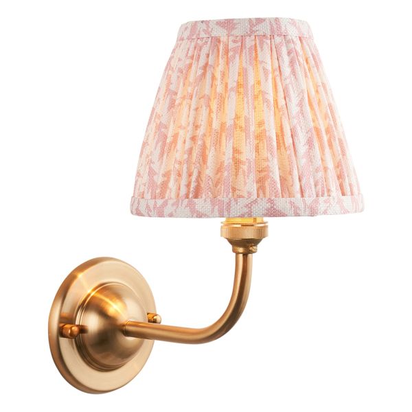 Бра Endon 115592 Dome Arc & Leaf 16cm Wall, Brushed aged brass plate & peachy keen fabric