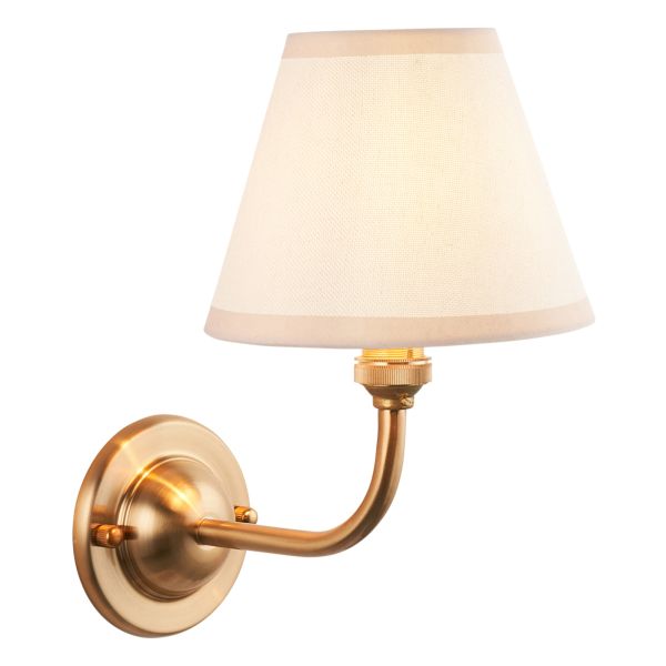 Бра Endon 115600 Dome Arc & Ivy 16cm Wall, Brushed aged brass plate & vintage white fabric