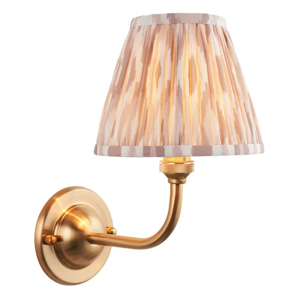 Бра Endon 115601 Dome Arc & Ikat 16cm Wall, Brushed aged brass plate & neutral print fabric