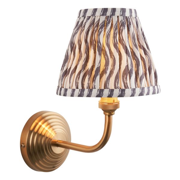 Бра Endon 115677 Obelisk Arc & Ripple 16cm Wall, Brushed aged brass plate & pearl grey fabric