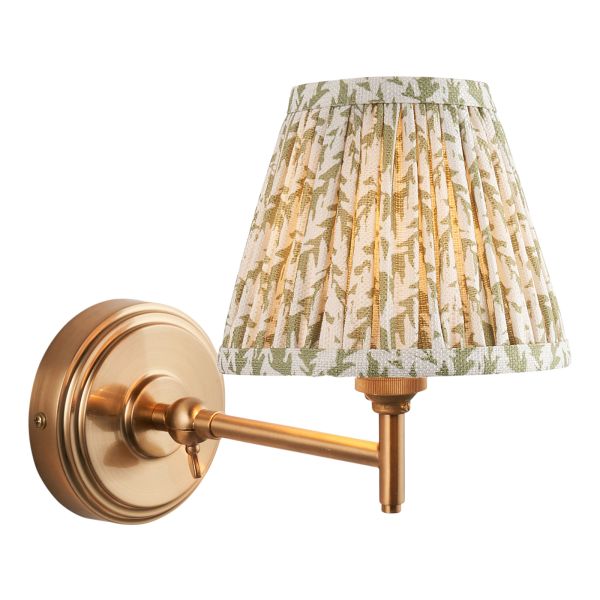 Бра Endon 115793 Step Fold & Leaf 16cm Wall, Brushed aged brass plate & herb garden green fabric
