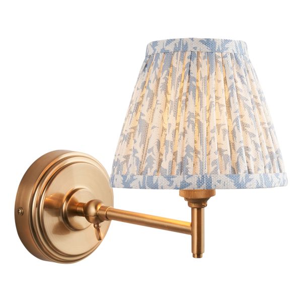 Бра Endon 115794 Step Fold & Leaf 16cm Wall, Brushed aged brass plate & shell bay blue fabric