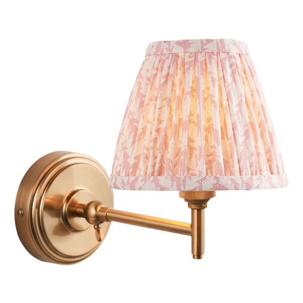 Бра Endon 115795 Step Fold & Leaf 16cm Wall, Brushed aged brass plate & peachy keen fabric