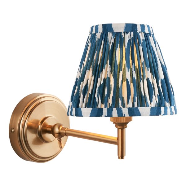 Бра Endon 115801 Step Fold & Ikat 16cm Wall, Brushed aged brass plate & marlin blue fabric