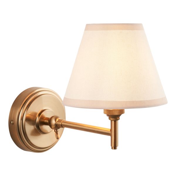 Бра Endon 115803 Step Fold & Ivy 16cm Wall, Brushed aged brass plate & vintage white fabric
