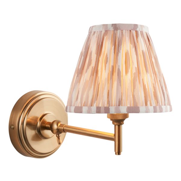Бра Endon 115804 Step Fold & Ikat 16cm Wall, Brushed aged brass plate & neutral print fabric