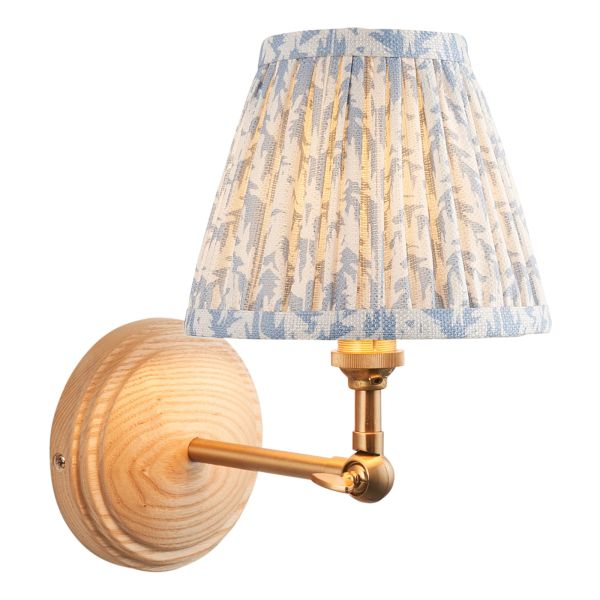 Бра Endon 115842 Wood Wing & Leaf 16cm Wall, Ash wood & shell bay blue fabric