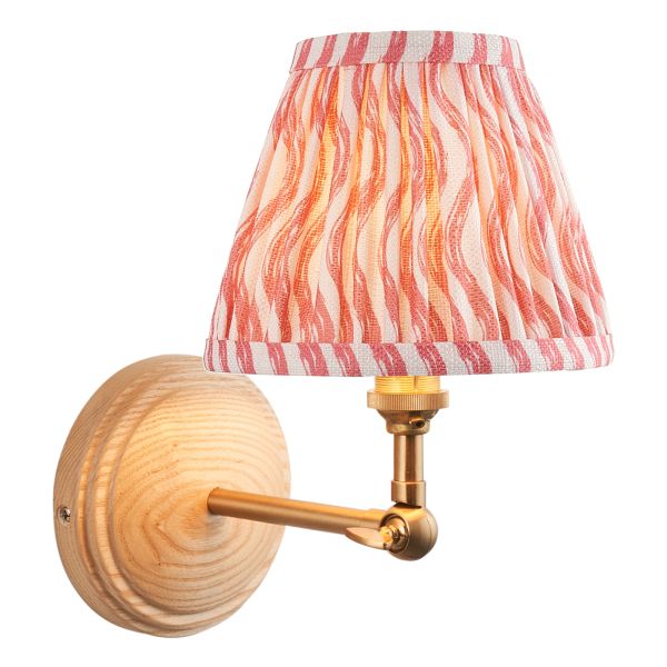 Бра Endon 115845 Wood Wing & Ripple 16cm Wall, Ash wood & coral pink fabric