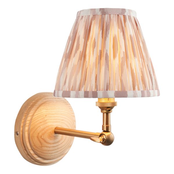 Бра Endon 115852 Wood Wing & Ikat 16cm Wall, Ash wood & neutral print fabric