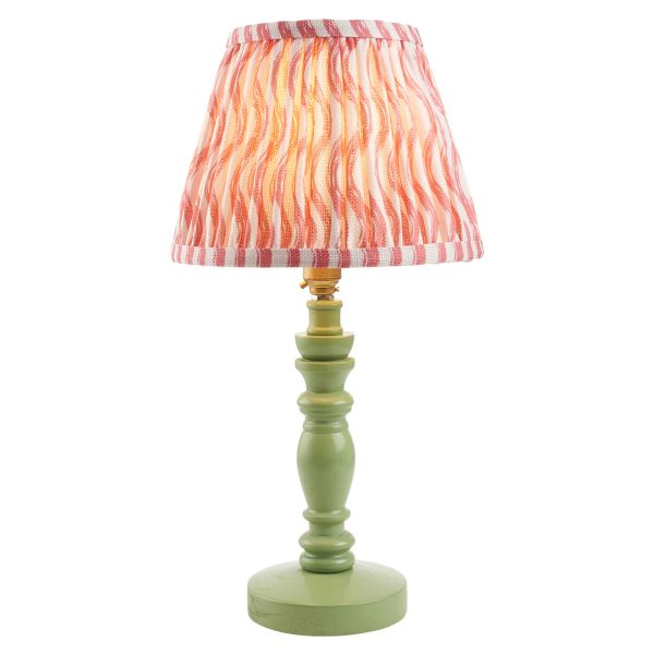 Настольная лампа Endon 115940 Bibury & Ripple 20cm Table, Satin cotswold green paint & coral pink fabric