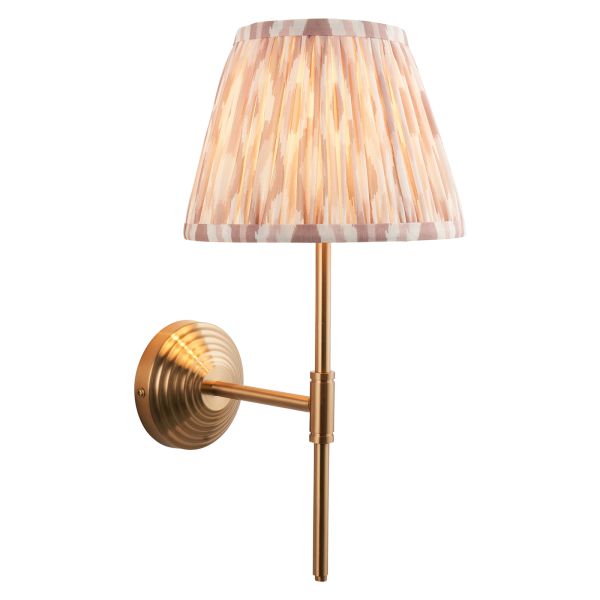 Бра Endon 116025 Obelisk T Bar & Ikat 20cm Wall, Brushed aged brass plate & neutral print fabric