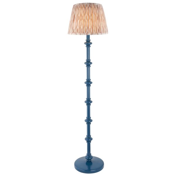 Торшер Endon 116154 Carnaby & Ikat 35cm Floor, Satin marlin blue paint & neutral print fabric