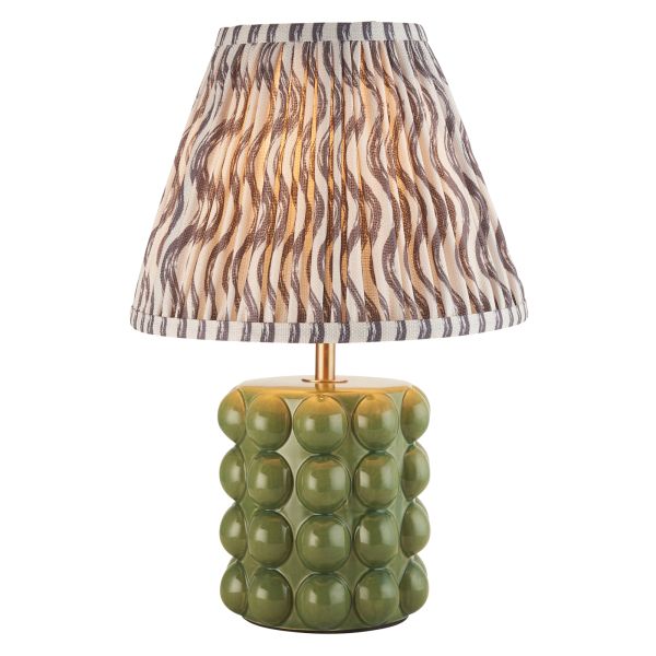 Настольная лампа Endon 116295 Bobble & Ripple 25cm Table, Olive green glaze & pearl grey fabric