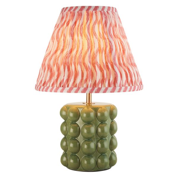 Настольная лампа Endon 116296 Bobble & Ripple 25cm Table, Olive green glaze & coral pink fabric