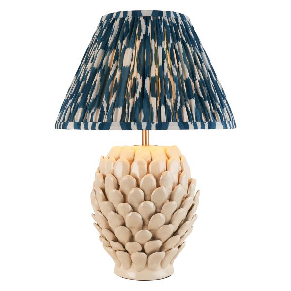 Настільна лампа Endon 116419 Layered Leaf & Ikat 30cm Table, Ivory crackle glaze & marlin blue fabric