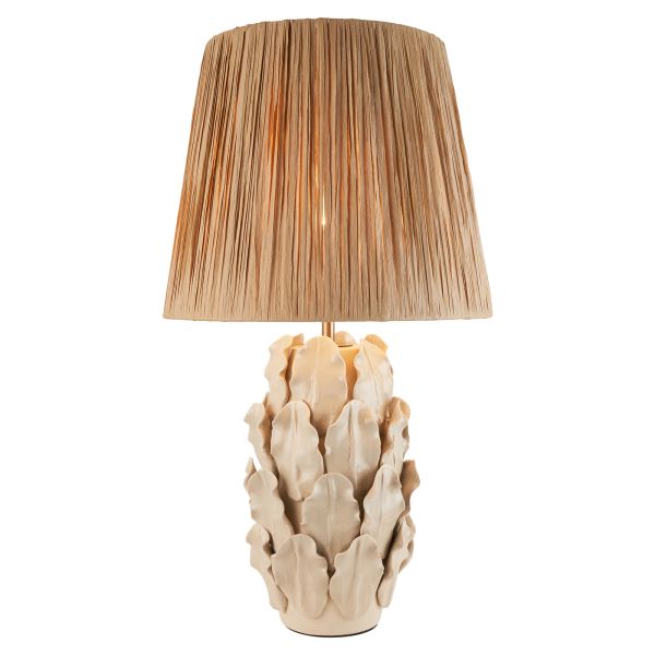 Настольная лампа Endon 116457 Layered Leaf & Raffia 32cm Table, Ivory crackle glaze & natural raffia