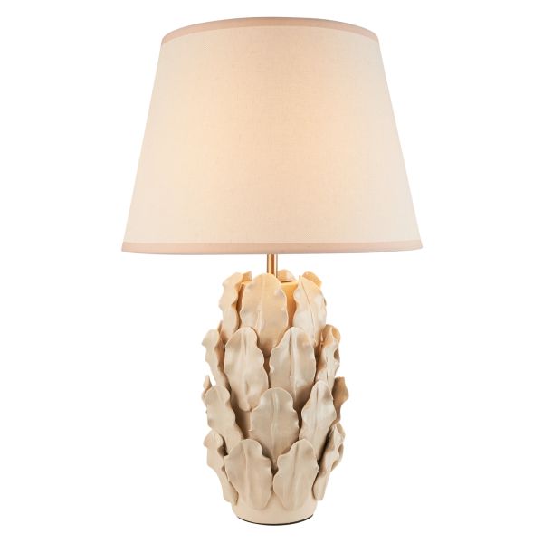 Настольная лампа Endon 116458 Layered Leaf & Ivy 35cm Table, Ivory crackle glaze & vintage white fabric