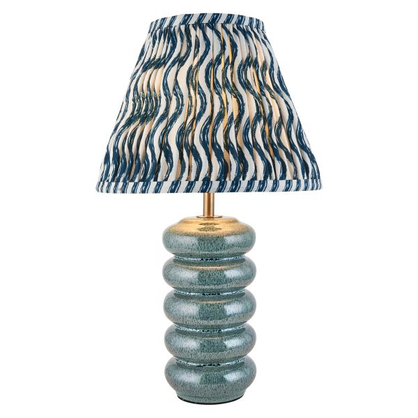 Настольная лампа Endon 116483 Squash & Ripple 25cm Table, Ocean spray glaze & marlin blue fabric