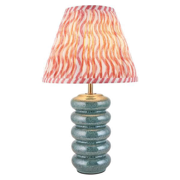 Настольная лампа Endon 116487 Squash & Ripple 25cm Table, Ocean spray glaze & coral pink fabric