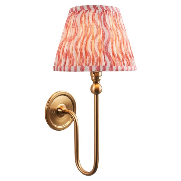 Бра Endon 116825 Santiago & Ripple 20cm Wall, Brushed aged brass plate & coral pink fabric