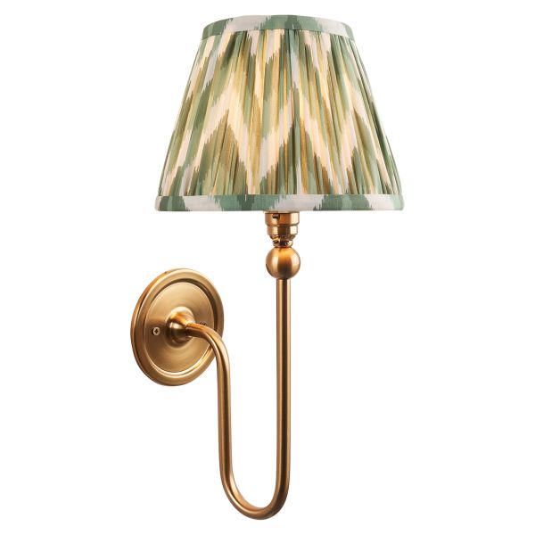 Бра Endon 116826 Santiago & Zigzag 20cm Wall, Brushed aged brass plate & cotswold green fabric