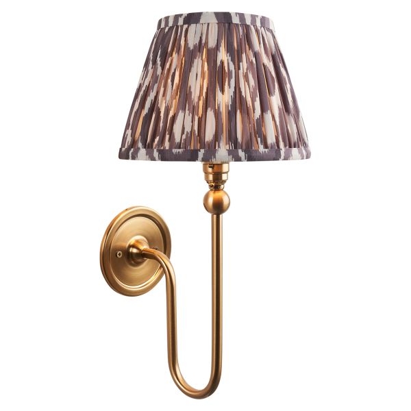 Бра Endon 116829 Santiago & Ikat 20cm Wall, Brushed aged brass plate & pearl grey fabric