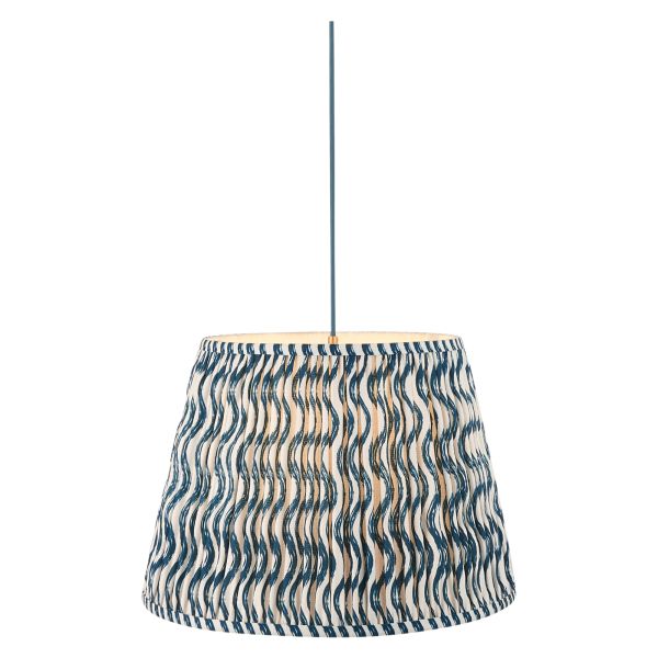 Подвесной светильник Endon 117289 Eltham & Ripple 40cm Pendant, Brushed aged brass plate, blue flex & marlin blue fabric