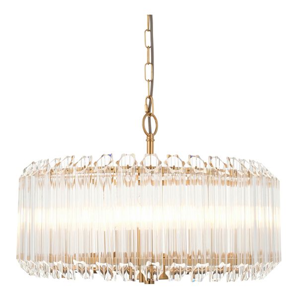 Люстра Endon 117515 Valentina 5lt Pendant, Brushed aged brass plate & clear glass