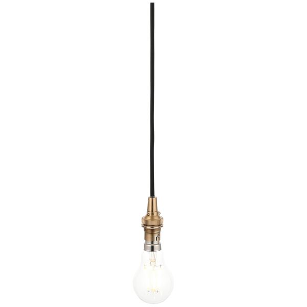 Подвесной светильник Endon 117662 Eltham Cable Set, Brushed aged brass plate & black braided flex