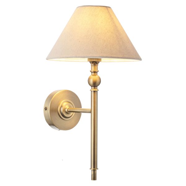 Бра Endon 117827 Lille Wall, Antique brass plate & natural faux linen