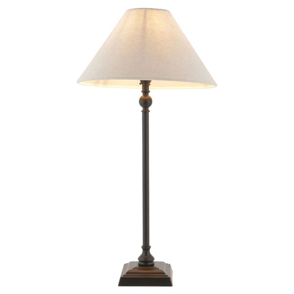 Настольная лампа Endon 117828 Lille Table 31cm Shade, Matt black & natural faux linen