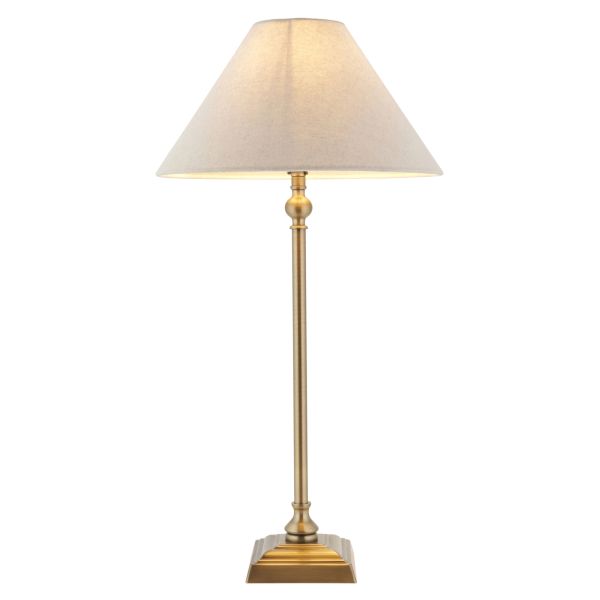 Настольная лампа Endon 117829 Lille Table 31cm Shade, Antique brass plate & natural faux linen