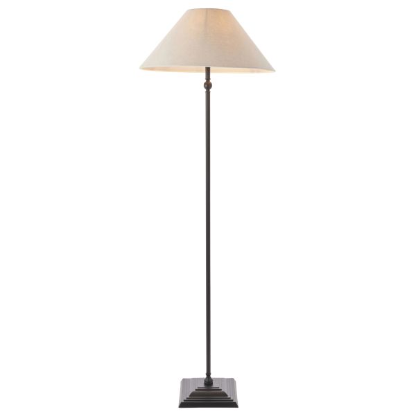Торшер Endon 117830 Lille Floor, Matt black & natural faux linen