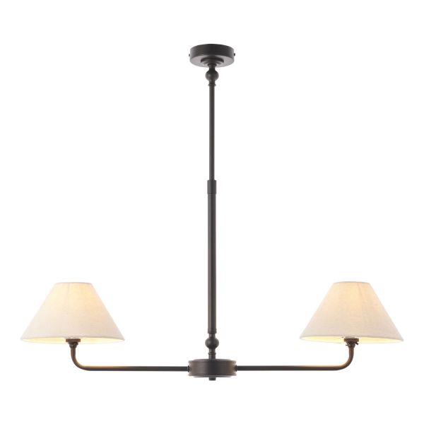 Підвісний світильник Endon 117834 Lille 2lt Linear Pendant, Matt black & natural faux linen