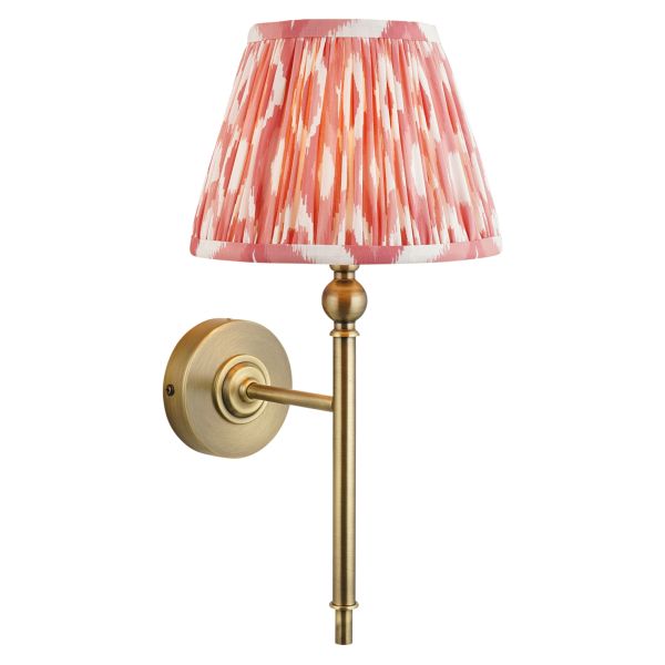 Бра Endon 118109 Lille & Ikat 20cm Wall, Antique brass plate & coral pink fabric