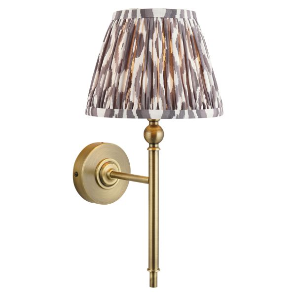 Бра Endon 118117 Lille & Ikat 20cm Wall, Antique brass plate & pearl grey fabric