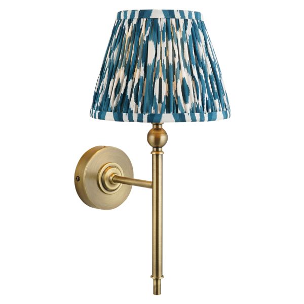 Бра Endon 118118 Lille & Ikat 20cm Wall, Antique brass plate & marlin blue fabric