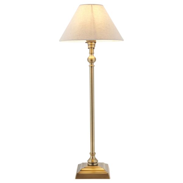 Настольная лампа Endon 118122 Lille Table 22cm Shade, Antique brass plate & natural linen