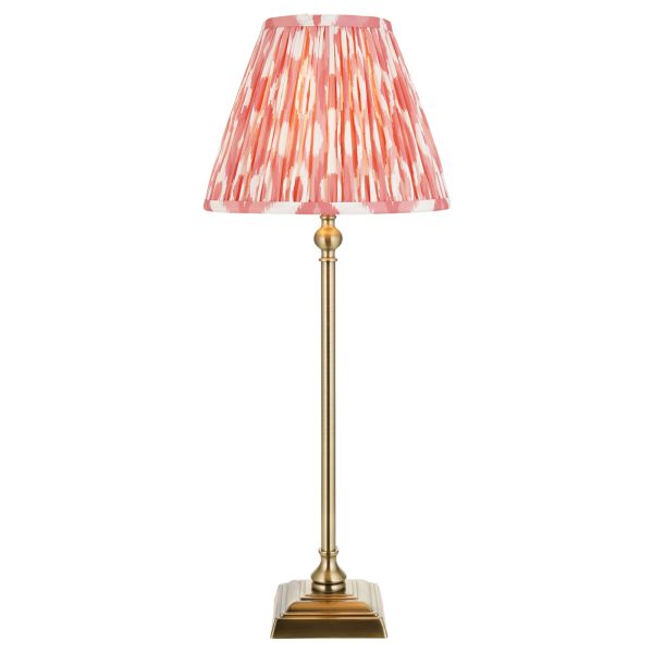 Настільна лампа Endon 118139 Lille & Ikat 25cm Table, Antique brass plate & coral pink fabric