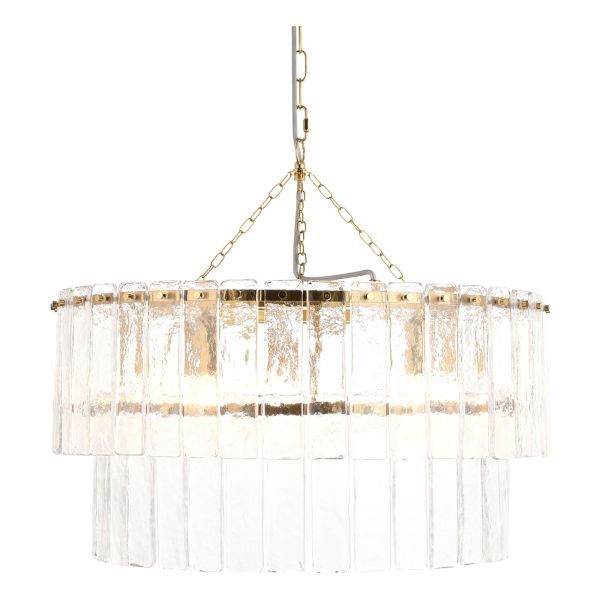 Люстра Endon 118469 Karine 5lt Tiered Pendant, Brushed aged brass plate & clear handmade textured glass