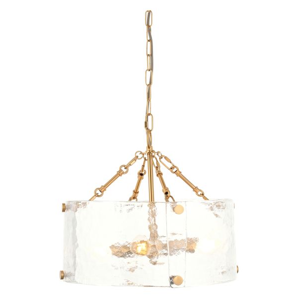 Люстра Endon 118583 Keller 4lt Pendant, Brushed aged brass plate & handmade textured clear glass