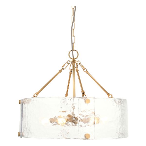 Люстра Endon 118584 Keller 6lt Pendant, Brushed aged brass plate & handmade textured clear glass