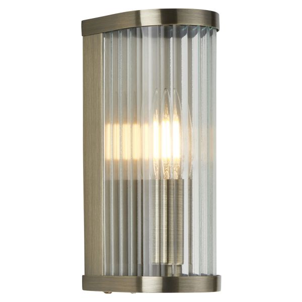 Бра Endon 118596 Ridgeton Wall, Antique brass plate & clear ribbed glass