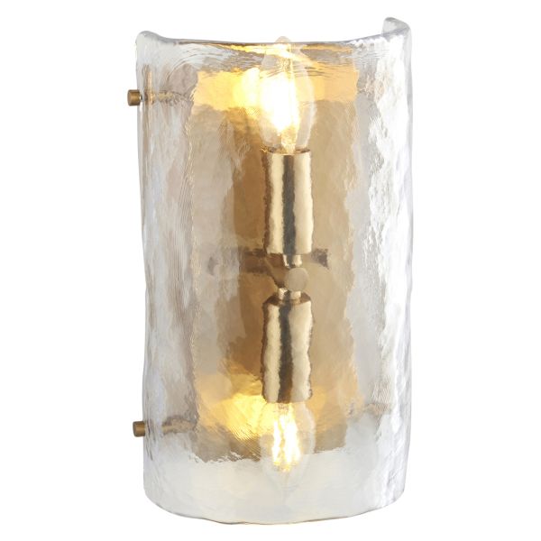 Бра Endon 118673 Keller 2lt Wall, Brushed aged brass plate & handmade textured clear glass